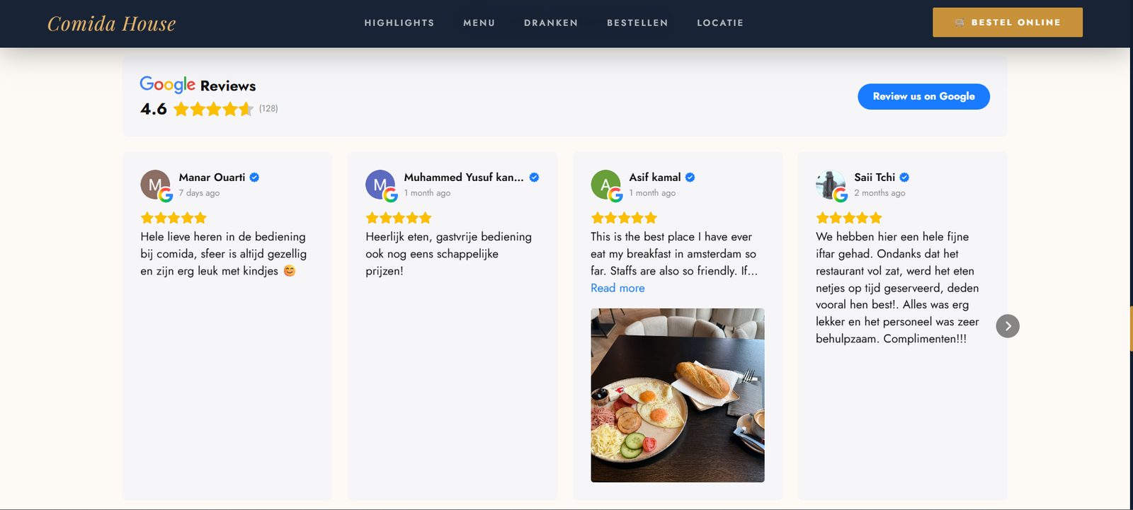 Comida website screenshot 3